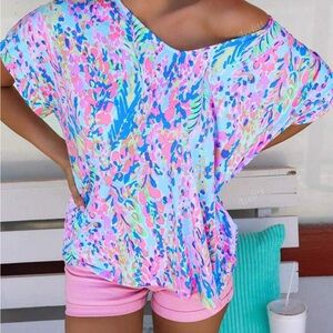 SHEIN Multicolor Abstract Blouse v-neck